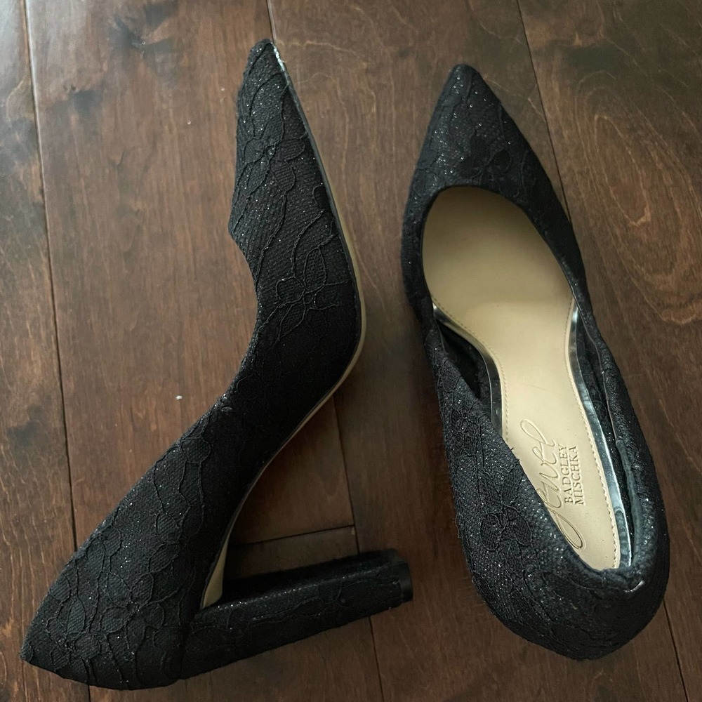 jewel badgley mischka rumor lace pointed toe pumps heels size 8